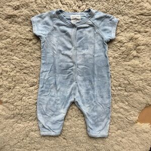 Paige Lauren Baby Stripe Rib Organic Marble Short Sleeve Raglan Romper